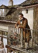 franz von schober an idealized porrait of the composer on his balcony Germany oil painting artist